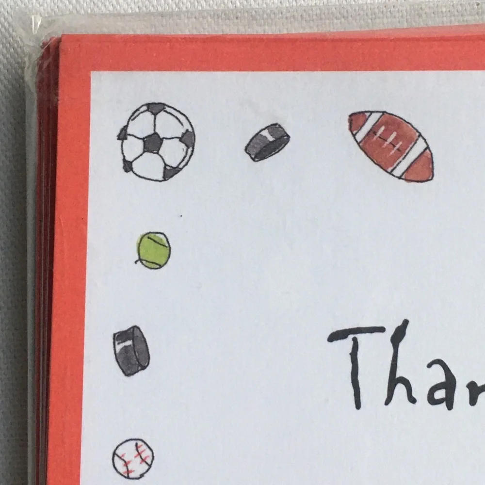 Sports Thank You Notes NEW Football Basketball Hockey Soccer Tennis Baseball